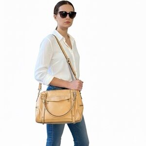 Rebecca Minkoff Cupid Leather Shoulder Hand Bag Satchel Caramel Silver Hardware